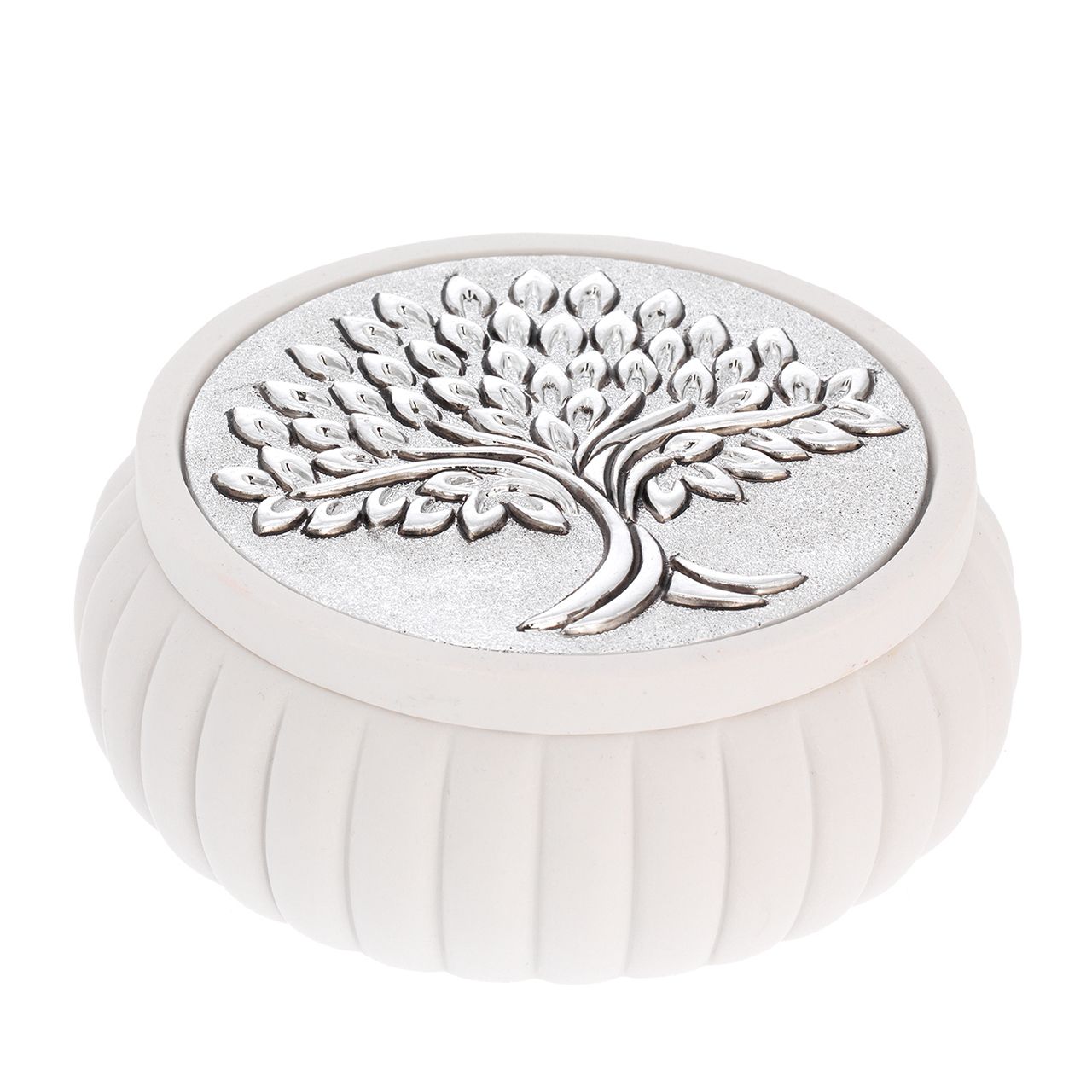 SCATOLINA TONDA D. 8*4 FESONATA CON DECORO ALBERO SPIGHE
